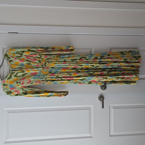 Light green maxi long sleeve multicolored cheetah print dress - Picture 1 of 1